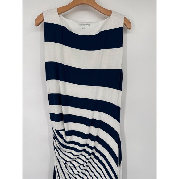 Soft Surroundings Vela Infinity Dress Navy Striped Maxi size XL Sleeveless - Picture 3 of 8